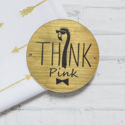 Табличка Think pink, 6 см, золото