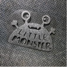 Надпись из термотрансфера с глиттером Little Monster, цвет серебро, 12х9,5 см