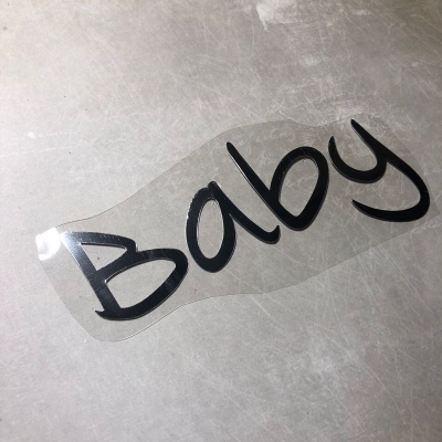 Надпись из серебряного зеркального термотрансфера Baby , 12х6 см