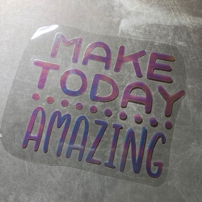 Надпись из термотрансфера с отливом Make today amazing, 11,3х9 см