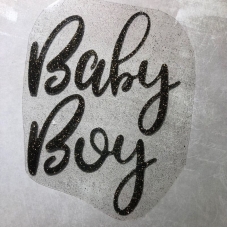 Надпись из  термотрансфера с глиттером Baby Boy, цвет черное золото, 11х14см