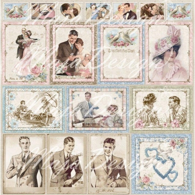 Лист 30х30 Vintage Romance - Ephemera cards,Maja Design