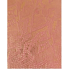 Кожзам на тканевой основе светло-розовый питон с золотом 33х70 см