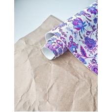 Кожзам на тканевой основе с фиолетовыми цветами 34х45 см