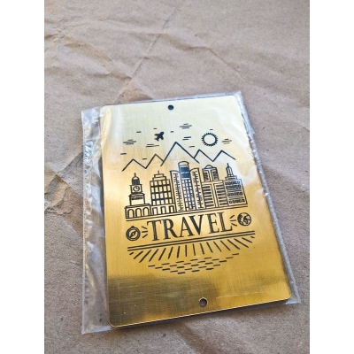 Табличка "Travel" золотая, 6х8 см