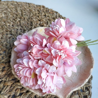 Набор цветов  тканевых Хризантемы - розовый