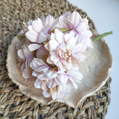 Набор цветов  тканевых Хризантемы - светлое кофе