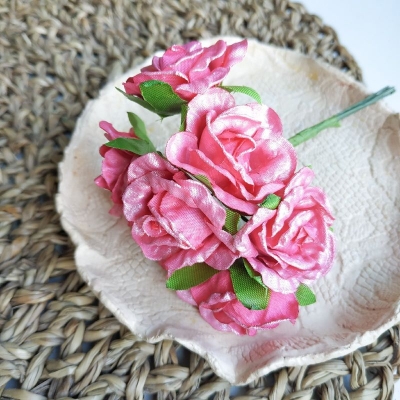 Набор цветов  тканевых Розы - малиновый