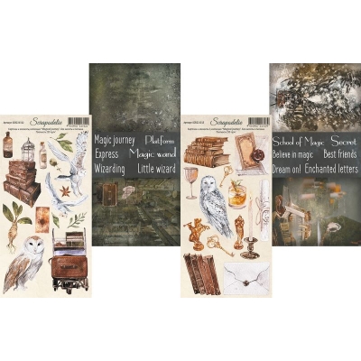 Карточки и элементы коллекция "Magical journey" скрап бумага 10×20 см, 2шт.